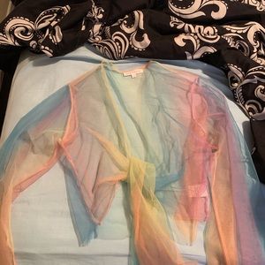 Mesh rainbow festival/rave top